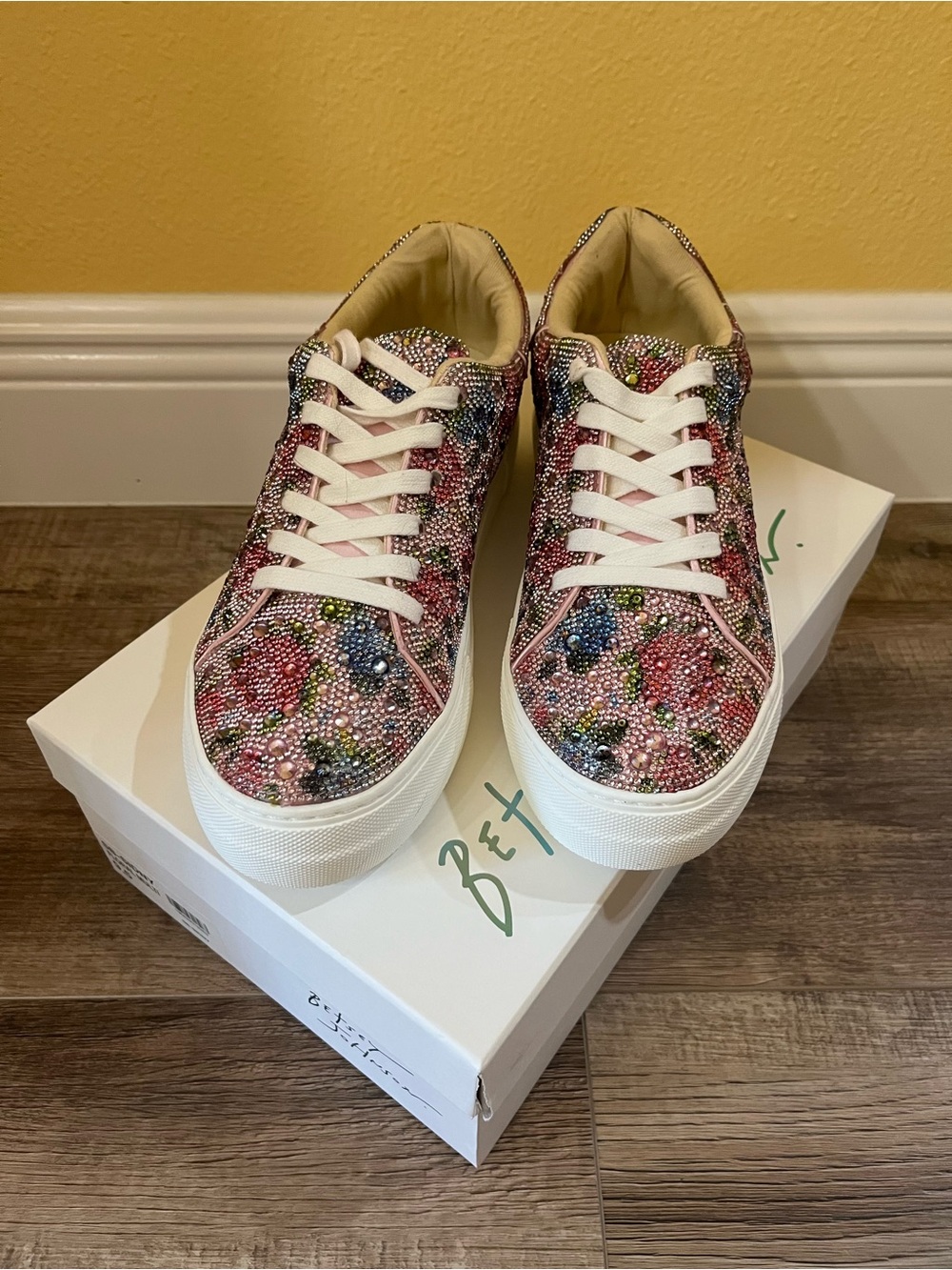 Betsey Johnson Rhinestone Floral Sneakers - SB Sidny